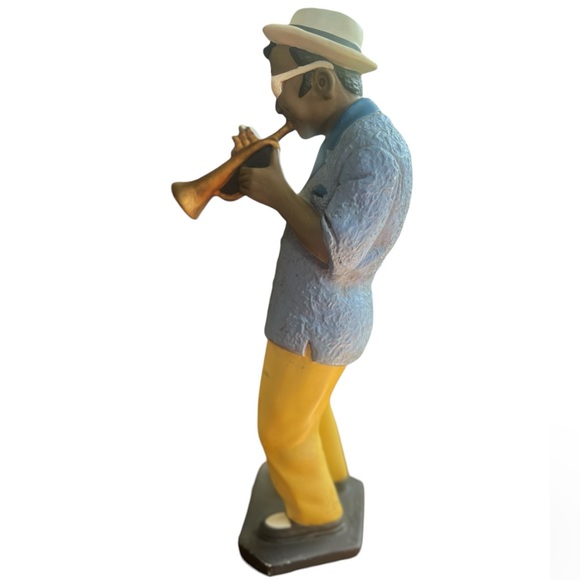 Jazz TRUMPET PLAYER FIGURINE 1995 Hand Painted Ceramic Modele Depose Collectible - Picture 5 of 10